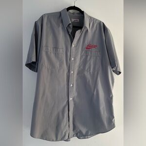 COCA COLA BRANDED XL Gray Button Down Shirt Utility streetwear workwear UNIFORM
